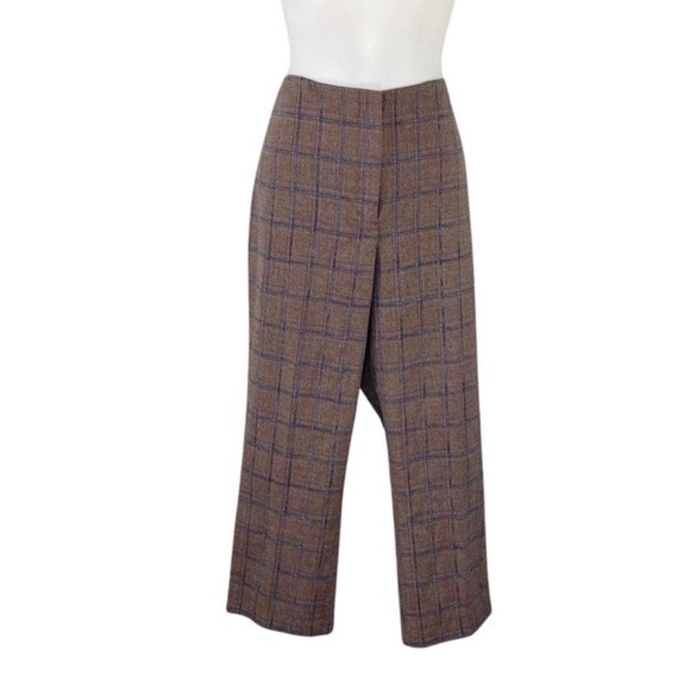 ANTONIO MELANI Brown Plaid Cropped Pants